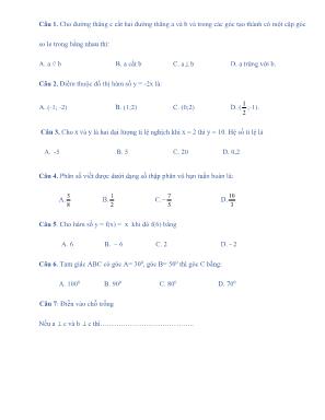 Đề ôn thi học kì 1 môn Toán học 7